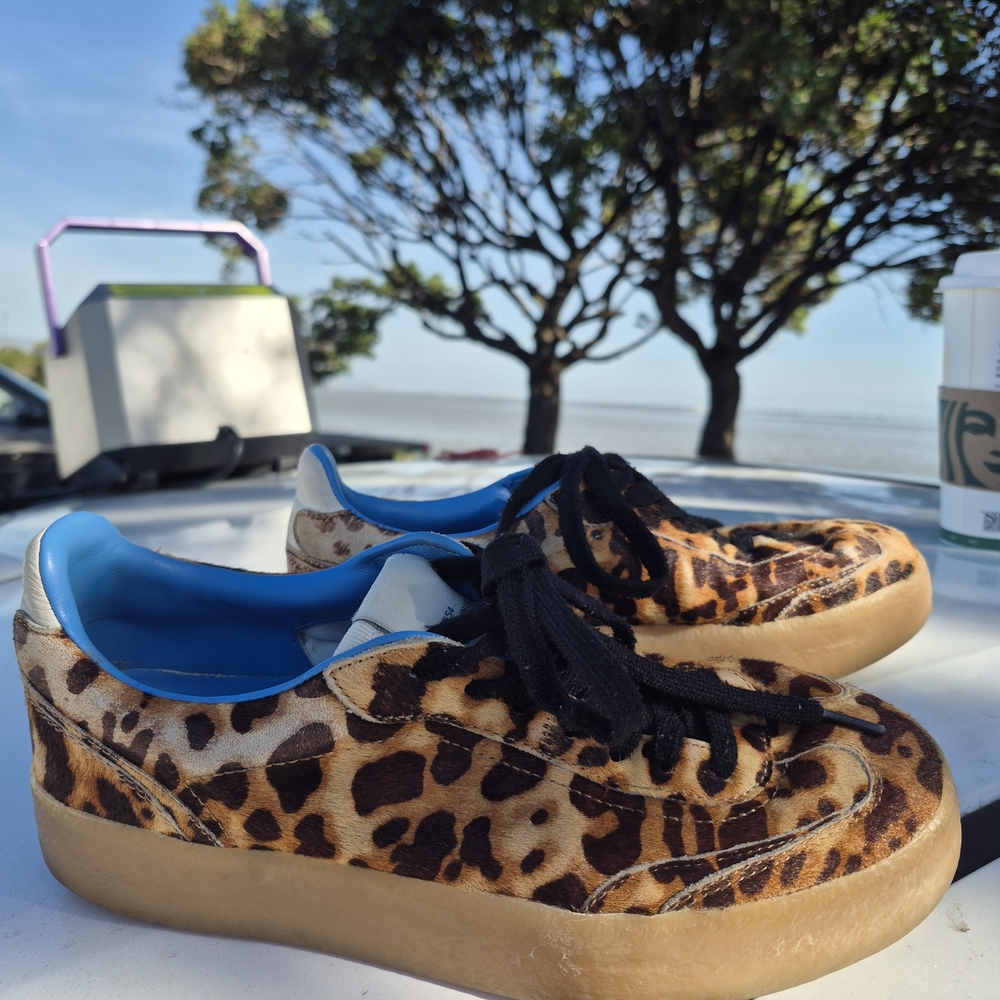 Steve Madden Leopard-Print Platform Sneakers with Blue Lining
